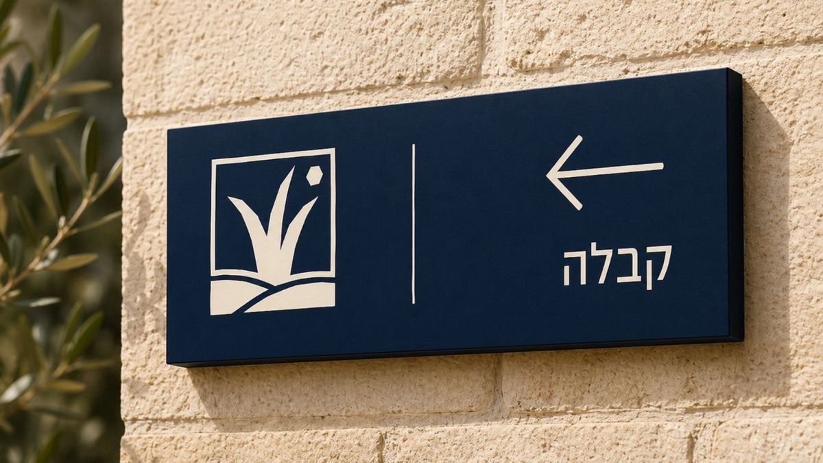 שלט הקבלה של שורו על קיר אבן